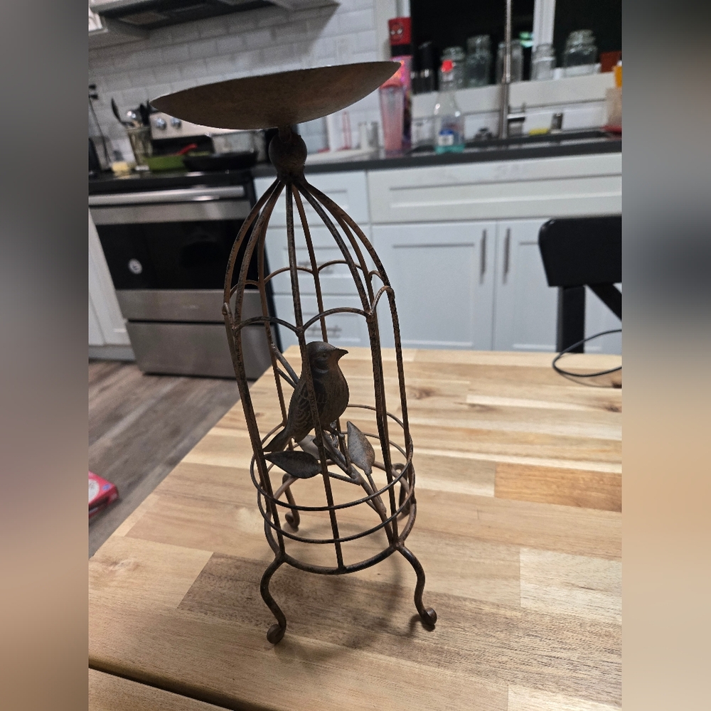 Distressed "Rusted" Birdcage Candle Holder Farmhouse Chic Cottage Core Eclectic - Picture 2 of 8